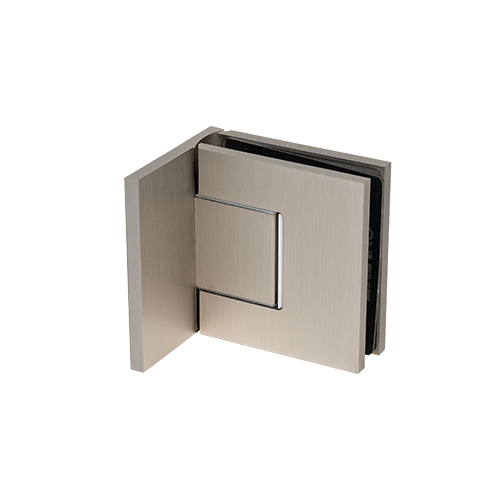 EXCITE shower door swing hinge glass-wall 90° with zero position adjustment glass 8/10mm, brass stainless steel brushed