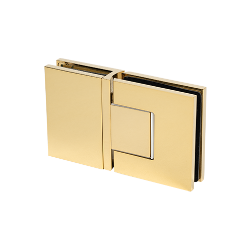EXCITE shower door swing hinge glass-glass 180° with zero position adjustment glass 8/10mm, brass gold polished