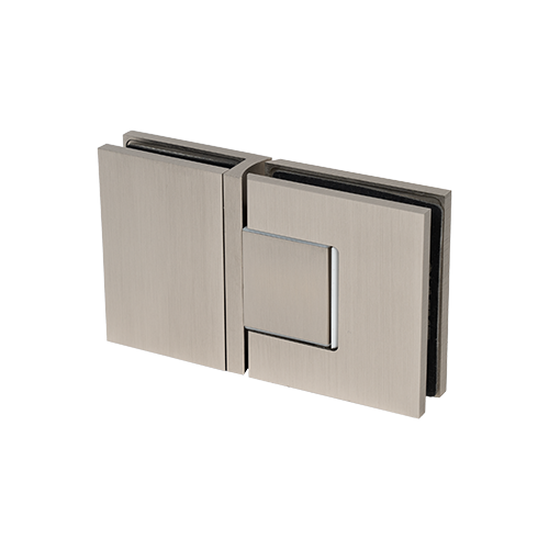 EXCITE shower door swing hinge glass-glass 180° with zero position adjustment glass 8/10mm, brass stainless steel brushed