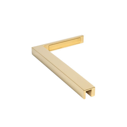 Reinforcement corner glass-wall 90° left, brass gold polished
