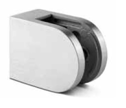 Glassclamp D-shape 63x45mm flat connection glass 8-12.76mm incl. security pin, AISI 316 satined (discontinued product until 30/06/2026 or while stocks last)