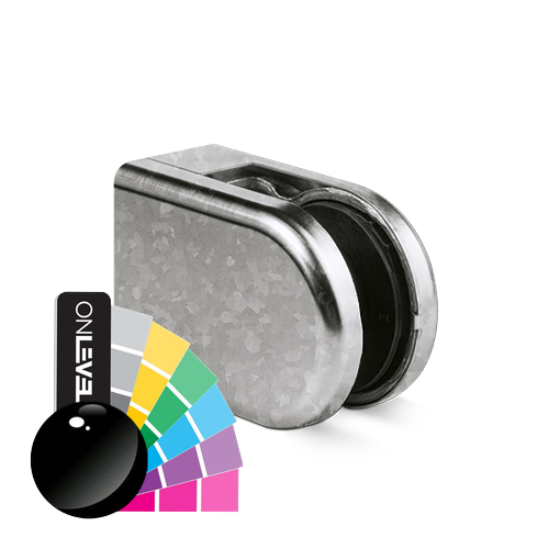 KRONOS D-shape, connection flat glass 8-12.76mm indoor use covercaps, steel RAL shiny