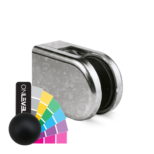 KRONOS D-shape, connection flat glass 8-12.76mm indoor use covercaps, steel RAL matt