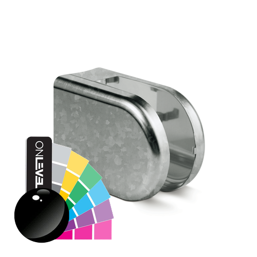 KRONOS D-shape, connection Ø48.3mm glass 8-12.76mm indoor use covercaps, steel RAL shiny