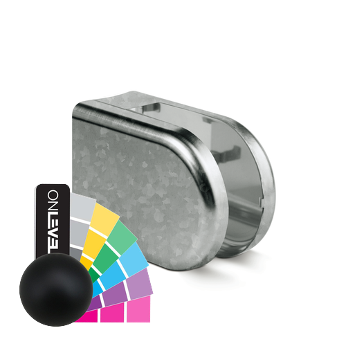 KRONOS D-shape, connection Ø48.3mm glass 8-12.76mm indoor use covercaps, steel RAL matt