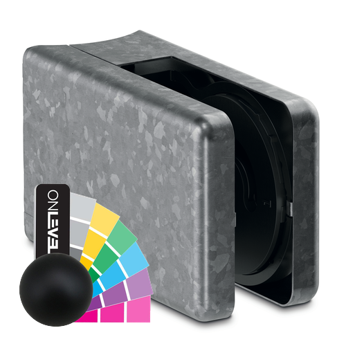 KRONOS square, connection Ø48.3mm glass 8-12.76mm indoor use covercaps, steel RAL matt