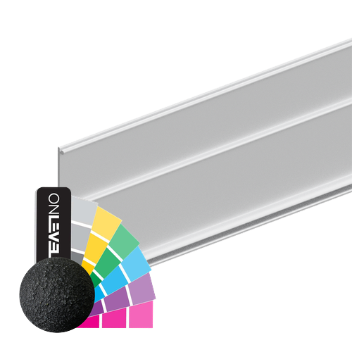 INFINITYSLIDE 69kg covercap backside for running rail (ceiling), glass/wood L=2mtr, aluminum RAL matt