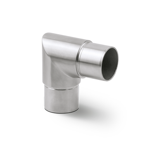 Corner connector 90° sharp Ø42.4x2mm, AISI 316 satined
