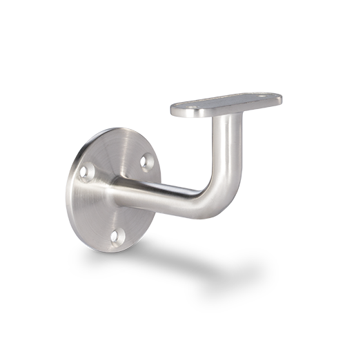 Handrail bracket flat connection with 3 mounting holes, AISI 316 satined