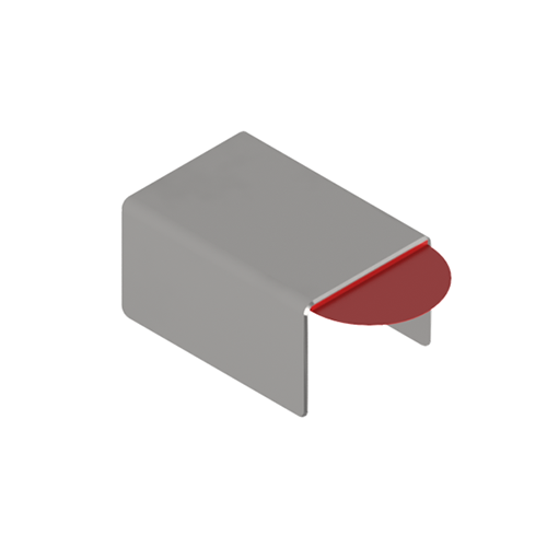 Connection cover for U-profile 26x20x2mm, AISI 316 satined