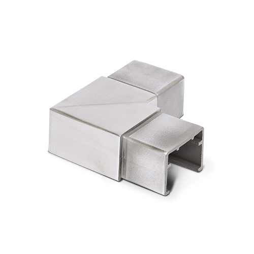 Corner connector 90° horizontal for glass handrail 40x30x1mm, AISI 316 satined
