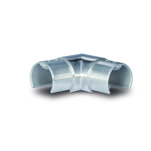 Corner connector 90° horizontal for glass handrail Ø42.4x1.5mm, AISI 304 satined