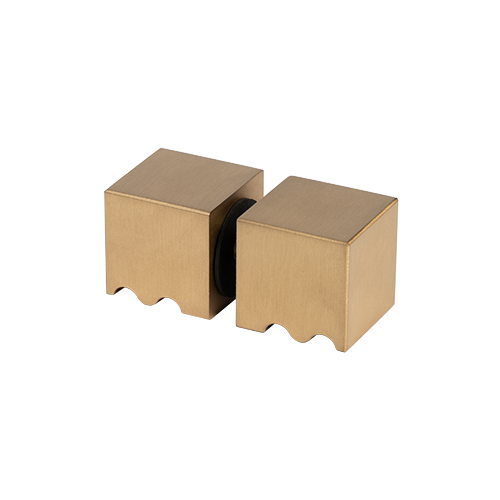Shower door knob 30x30x30mm, 2-sided glass 6-12mm, brass gold brushed