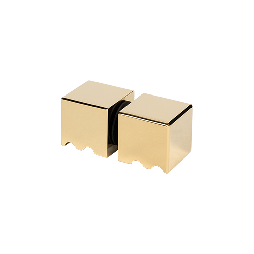 Shower door knob 30x30x30mm, 2-sided glass 6-12mm, brass gold polished