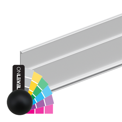INFINITYSLIDE 69kg covercap backside for running rail (ceiling), glass/wood L=4mtr, aluminum RAL structure