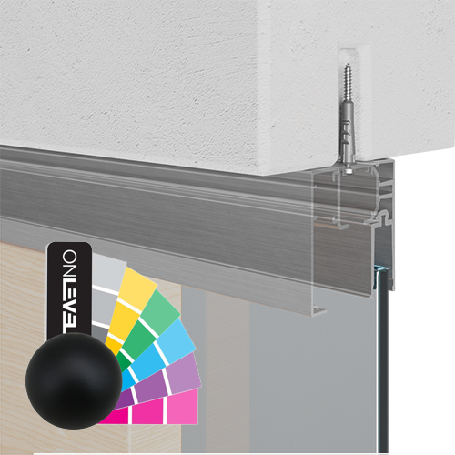 INFINITYSLIDE 69kg fixed glass Set (ceiling) glass/wood 2-panels L=4mtr, aluminum RAL matt