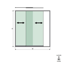 SunView model 1 left opening 2-lanes full height L=xxxxmm (max. 2500mm) H=xxxxmm (max. 2600mm), aluminum natural anodized (excl. locks, drivers and glass)