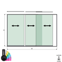 SunView model 1 left opening 3-lanes full height L=xxxxmm (max. 4000mm) H=xxxxmm (max. 2600mm), aluminum RAL matt (excl. locks, drivers and glass)