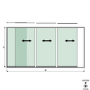 SunView model 1 left opening 4-lanes full height L=xxxxmm (max. 5000mm) H=xxxxmm (max. 2600mm), aluminum natural anodized (excl. locks, drivers and glass)
