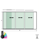 SunView model 1 left opening 4-lanes full height L=xxxxmm (max. 5000mm) H=xxxxmm (max. 2600mm), aluminum RAL structure (excl. locks, drivers and glass)