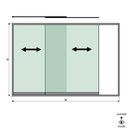 SunView model 1 left opening 2-lanes half height L=xxxxmm (max. 3000mm) H=xxxxmm (max. 1700mm), aluminum natural anodized (excl. locks, drivers and glass)