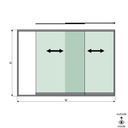 SunView model 1 right opening 2-lanes half height L=xxxxmm (max. 3000mm) H=xxxxmm (max. 1700mm), aluminum natural anodized (excl. locks, drivers and glass)