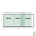 SunView model 1 left opening 3-lanes half height L=xxxxmm (max. 4500mm) H=xxxxmm (max. 1700mm), aluminum natural anodized (excl. locks, drivers and glass)