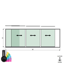 SunView model 1 left opening 4-lanes half height L=xxxxmm (max. 6000mm) H=xxxxmm (max. 1700mm), aluminum RAL matt (excl. locks, drivers and glass)