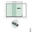 SunView model 2 left opening 2-lanes half height L=xxxxmm (max. 3000mm) H=xxxxmm (max. 1700mm), aluminum natural anodized (incl. stainless steel doorhandle and drivers excl. locks and glass)
