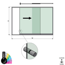 SunView model 2 right opening 2-lanes half height L=xxxxmm (max. 3000mm) H=xxxxmm (max. 1700mm), aluminum RAL shiny (incl. stainless steel doorhandle and drivers excl. locks and glass)