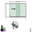 SunView model 2 right opening 2-lanes half height L=xxxxmm (max. 3000mm) H=xxxxmm (max. 1700mm), aluminum RAL matt (incl. stainless steel doorhandle and drivers excl. locks and glass)