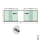 SunView model 2 left/right opening 2-lanes half height L=xxxxmm (max. 6000mm) H=xxxxmm (max. 1700mm), aluminum natural anodized (incl. stainless steel doorhandle and drivers excl. locks and glass)