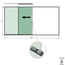 SunView model 2 left opening 4-lanes full height L=xxxxmm (max. 6000mm) H=xxxxmm (max. 2600mm), aluminum natural anodized (incl. stainless steel doorhandle and drivers excl. locks and glass)