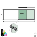 SunView model 2 right opening 4-lanes half height L=xxxxmm (max. 6000mm) H=xxxxmm (max. 1700mm), aluminum RAL shiny (incl. stainless steel doorhandle and drivers excl. locks and glass)