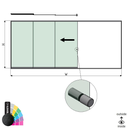 SunView model 2 left opening 5-lanes full height L=xxxxmm (max. 7500mm) H=xxxxmm (max. 2600mm), aluminum RAL structure (incl. stainless steel doorhandle and drivers excl. locks and glass)