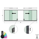 SunView model 3 left/right opening 2-lanes half height L=xxxxmm (max. 6000mm) H=xxxxmm (max. 1700mm), aluminum RAL matt (incl. locks, stainless steel doorhandle and drivers excl. glass)