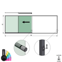 SunView model 3 left opening 4-lanes half height L=xxxxmm (max. 6000mm) H=xxxxmm (max. 1700mm), aluminum RAL matt (incl. locks, stainless steel doorhandle and drivers excl. glass)