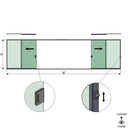 SunView model 3 left/right opening 4-lanes full height L=xxxxmm (max. 12000mm) H=xxxxmm (max. 2600mm), aluminum natural anodized (incl. locks, stainless steel doorhandle and drivers excl. glass)