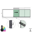 SunView model 3 right opening 5-lanes half height L=xxxxmm (max. 7500mm) H=xxxxmm (max. 1700mm), aluminum RAL matt (incl. locks, stainless steel doorhandle and drivers excl. glass)