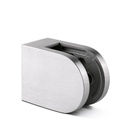 Glassclamp D-shape 63x45mm flat connection glass 8-12.76mm incl. security pin, AISI 304 satined