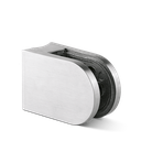 Glassclamp D-shape 63x45mm connection Ø42.4mm glass 8-12.76mm incl. security pin, AISI 304 satined